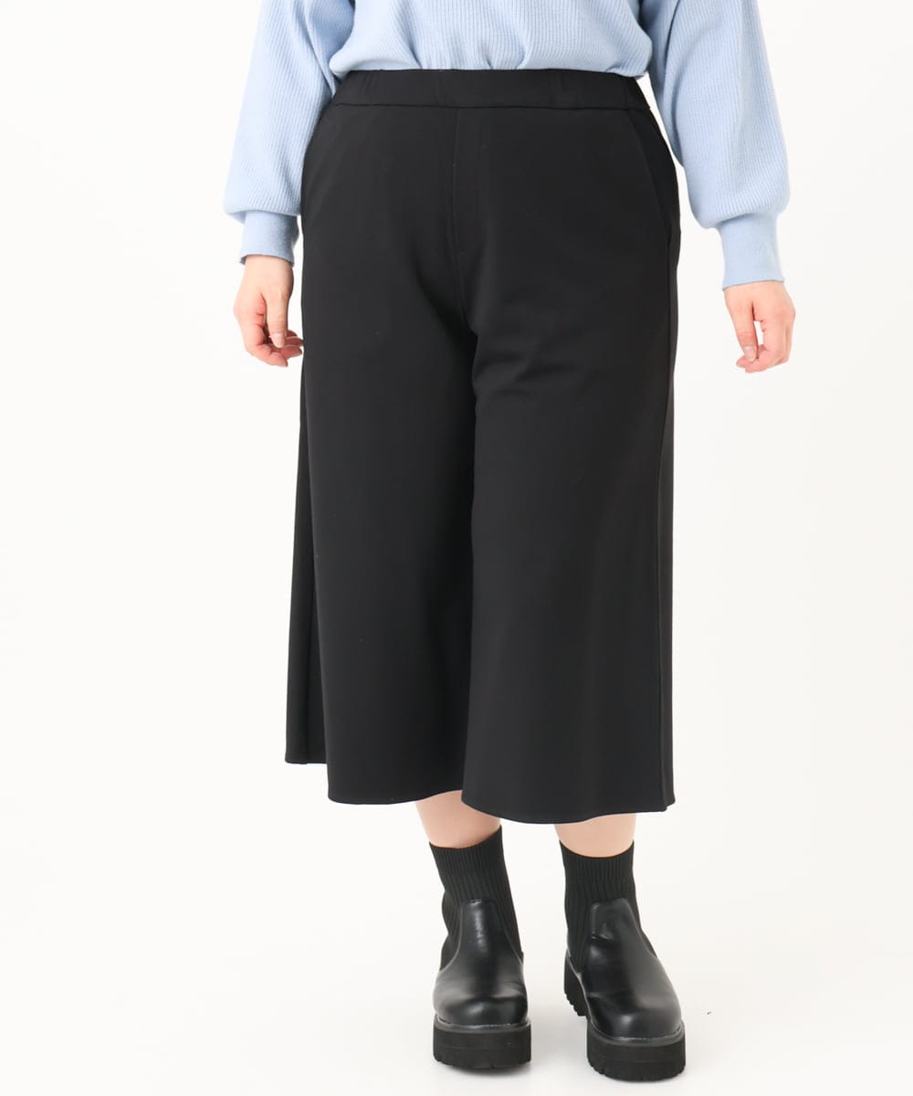 OLLBA27099 eur3(エウルキューブ) 【大きいサイズ】ジャージーキュロットパンツ ブラック(94)