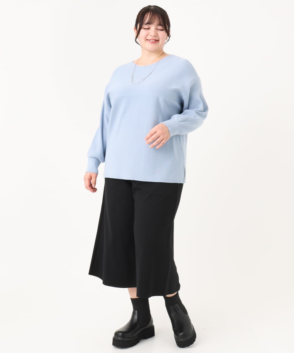 OLLBA27099 eur3(エウルキューブ) 【大きいサイズ】ジャージーキュロットパンツ ブラック(94)