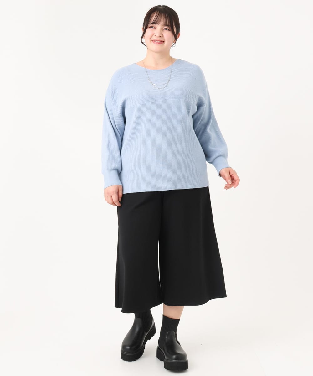 OLLBA27099 eur3(エウルキューブ) 【大きいサイズ】ジャージーキュロットパンツ ブラック(94)