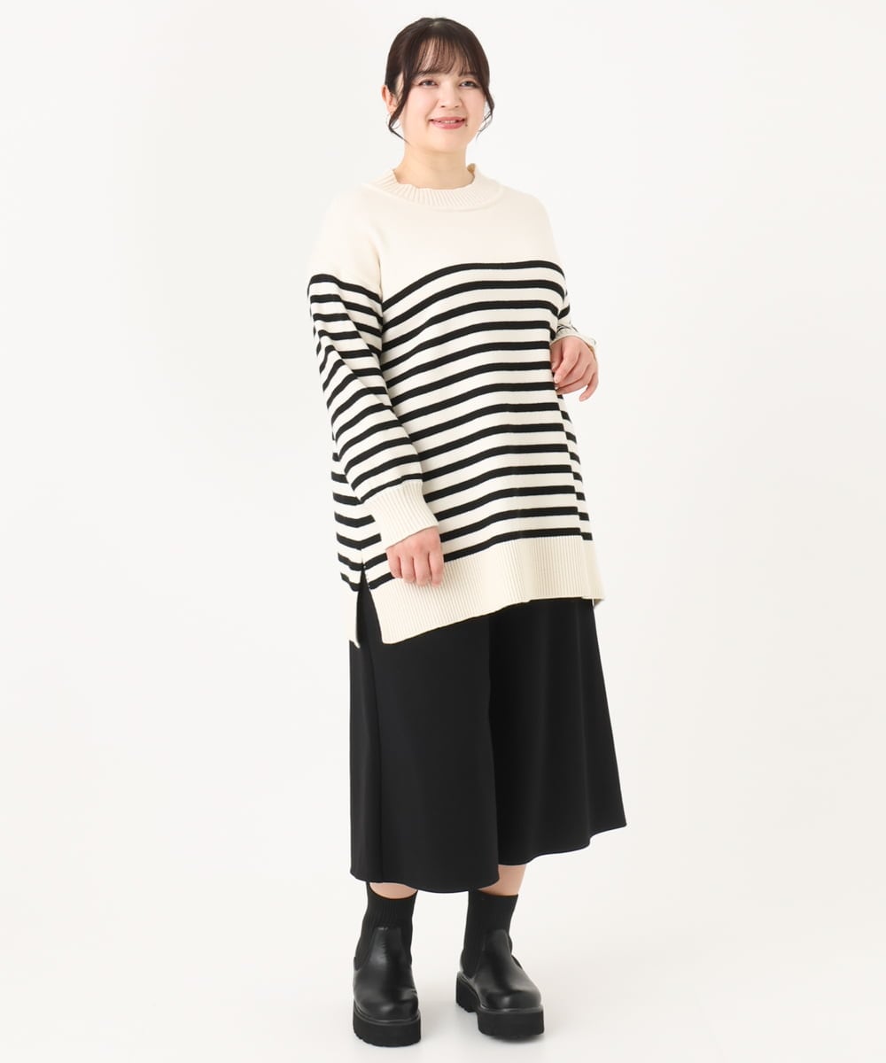 OLLBA27099 eur3(エウルキューブ) 【大きいサイズ】ジャージーキュロットパンツ ブラック(94)