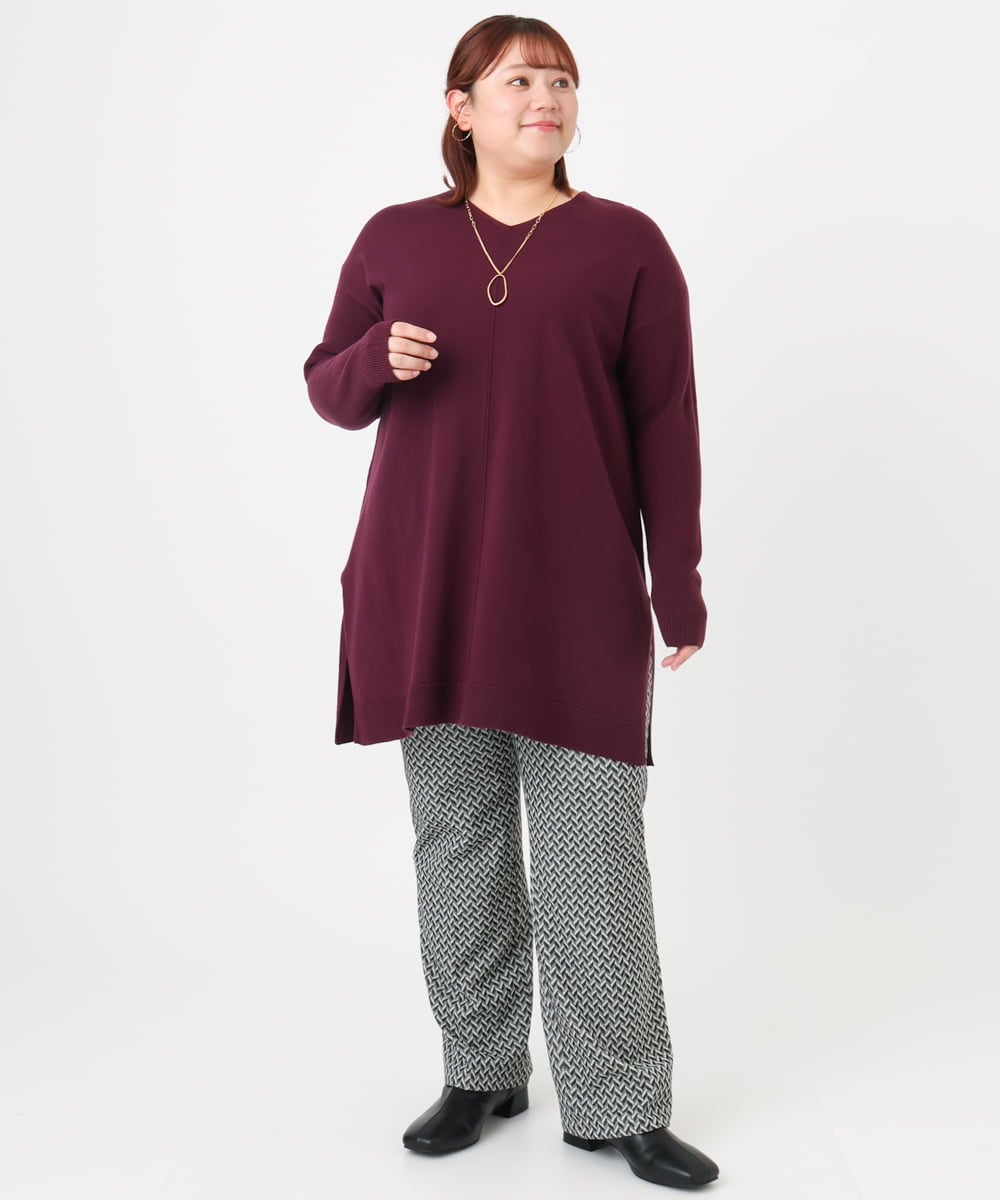 OLLBD22099 eur3(エウルキューブ) 【WEB先行販売】【大きいサイズ】ストレートジャージーパンツ ダークグレー(93)