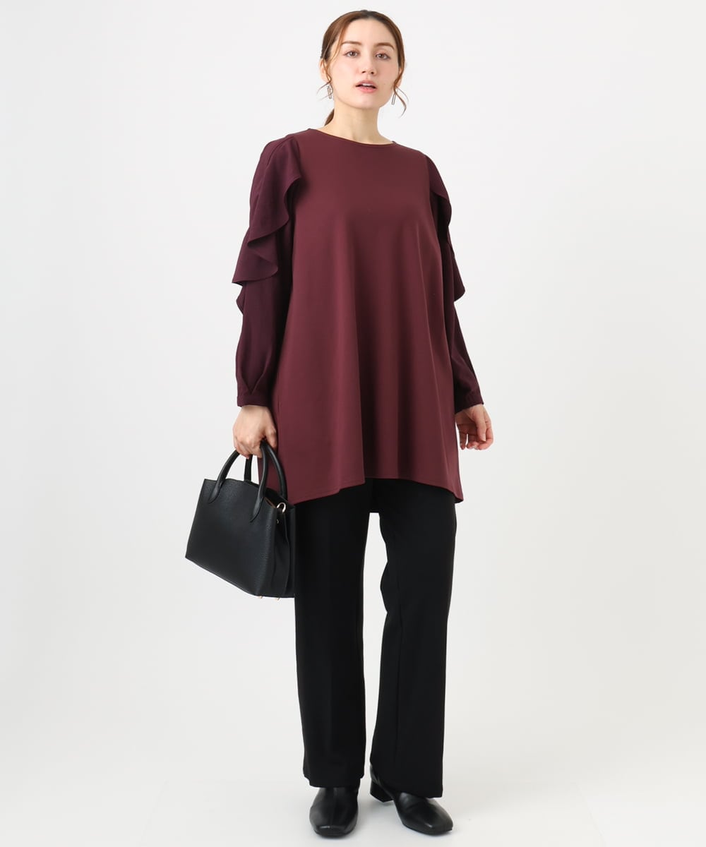 OLLBD22099 eur3(エウルキューブ) 【WEB先行販売】【大きいサイズ】ストレートジャージーパンツ ブラック(94)