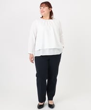 OLLBD23139 eur3(エウルキューブ) 【WEB先行販売】【大きいサイズ/11号サイズあり】Wクロスストレートパンツ ネイビー(57)