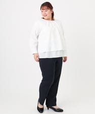 OLLBD23139 eur3(エウルキューブ) 【WEB先行販売】【大きいサイズ/11号サイズあり】Wクロスストレートパンツ ネイビー(57)