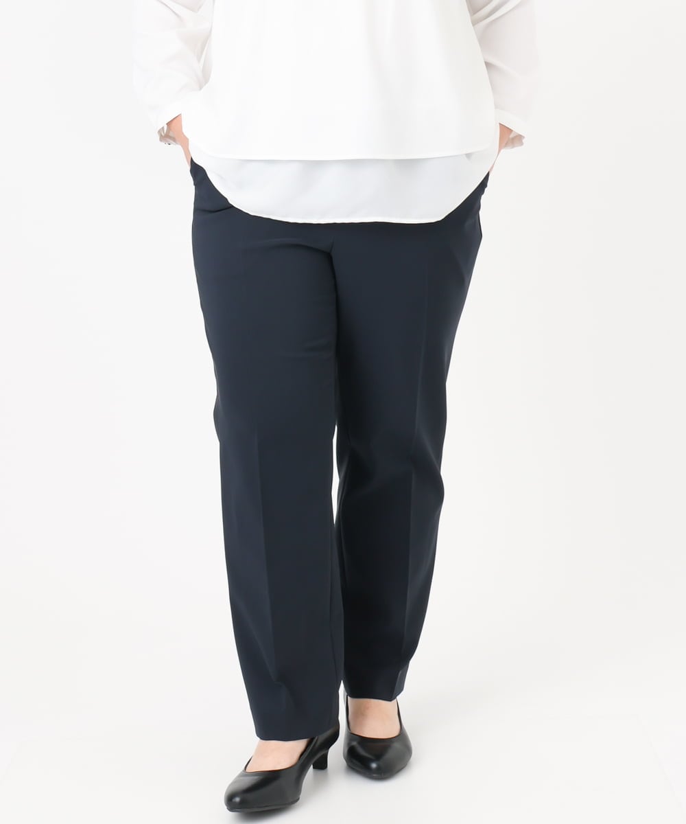 OLLBD23139 eur3(エウルキューブ) 【WEB先行販売】【大きいサイズ/11号サイズあり】Wクロスストレートパンツ ネイビー(57)