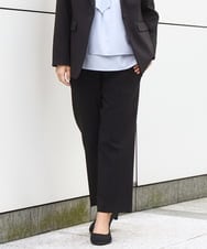 OLLBD23139 eur3(エウルキューブ) 【WEB先行販売】【大きいサイズ/11号サイズあり】Wクロスストレートパンツ ブラック(94)