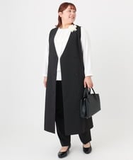 OLLBD23139 eur3(エウルキューブ) 【WEB先行販売】【大きいサイズ/11号サイズあり】Wクロスストレートパンツ ブラック(94)