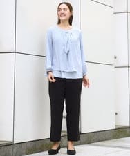 OLLBD23139 eur3(エウルキューブ) 【WEB先行販売】【大きいサイズ/11号サイズあり】Wクロスストレートパンツ ブラック(94)