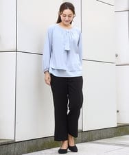 OLLBD23139 eur3(エウルキューブ) 【WEB先行販売】【大きいサイズ/11号サイズあり】Wクロスストレートパンツ ブラック(94)