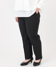 OLLBD23139 eur3(エウルキューブ) 【WEB先行販売】【大きいサイズ/11号サイズあり】Wクロスストレートパンツ ブラック(94)