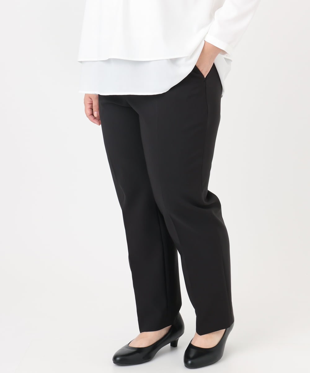 OLLBD23139 eur3(エウルキューブ) 【WEB先行販売】【大きいサイズ/11号サイズあり】Wクロスストレートパンツ ブラック(94)