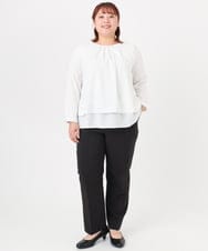 OLLBD23139 eur3(エウルキューブ) 【WEB先行販売】【大きいサイズ/11号サイズあり】Wクロスストレートパンツ ブラック(94)