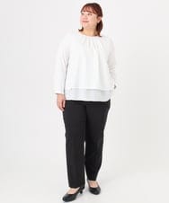 OLLBD23139 eur3(エウルキューブ) 【WEB先行販売】【大きいサイズ/11号サイズあり】Wクロスストレートパンツ ブラック(94)