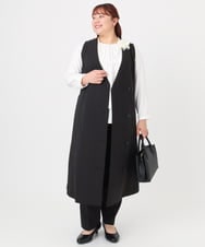 OLLBD23139 eur3(エウルキューブ) 【WEB先行販売】【大きいサイズ/11号サイズあり】Wクロスストレートパンツ ブラック(94)