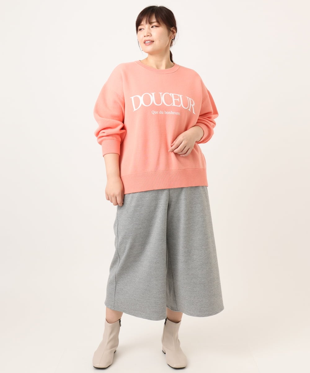 OLLBD28109 eur3(エウルキューブ) 【WEB先行販売】【大きいサイズ】ジャージーキュロットパンツ ライトグレー(91)