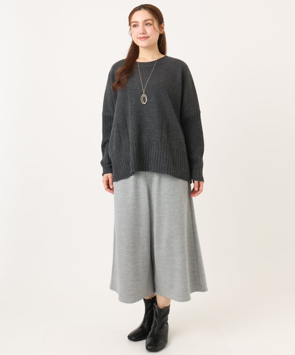 OLLBD28109 eur3(エウルキューブ) 【WEB先行販売】【大きいサイズ】ジャージーキュロットパンツ ライトグレー(91)