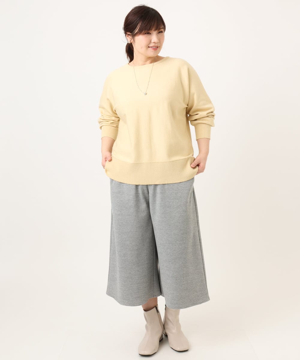 OLLBD28109 eur3(エウルキューブ) 【WEB先行販売】【大きいサイズ】ジャージーキュロットパンツ ライトグレー(91)