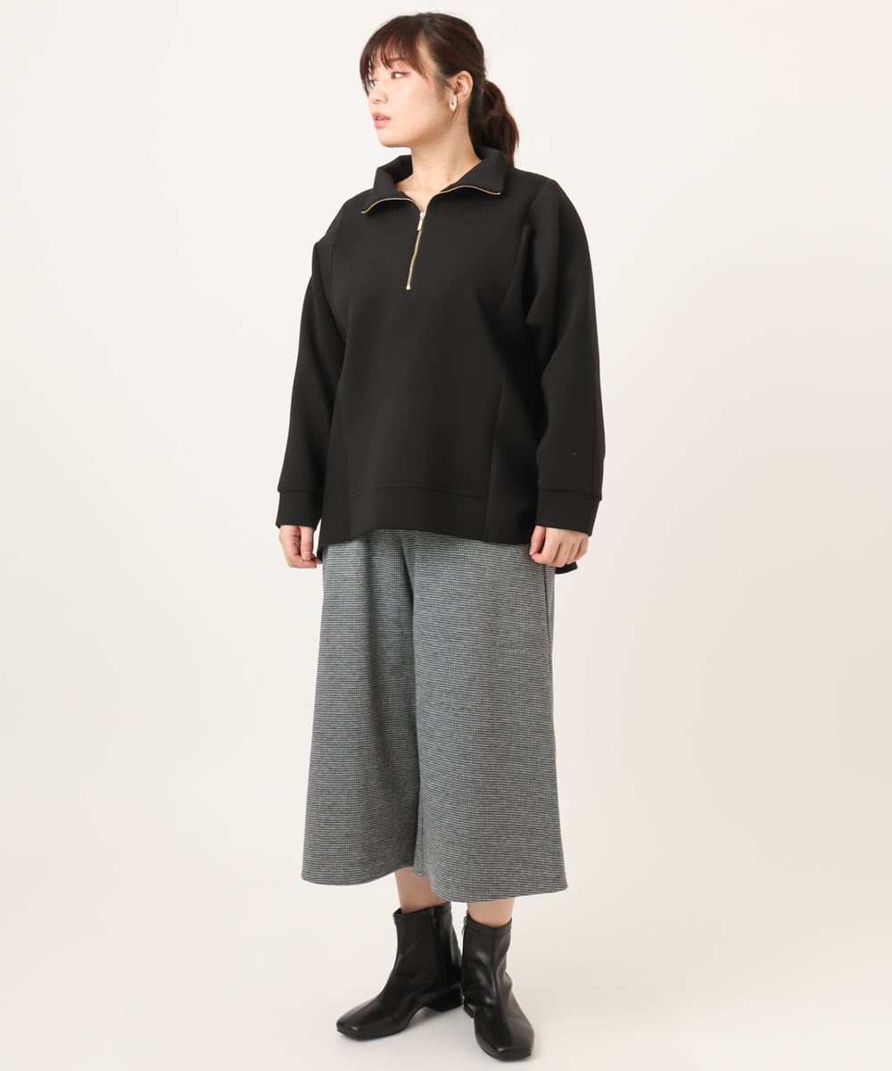 OLLBD28109 eur3(エウルキューブ) 【WEB先行販売】【大きいサイズ】ジャージーキュロットパンツ ブラック(94)