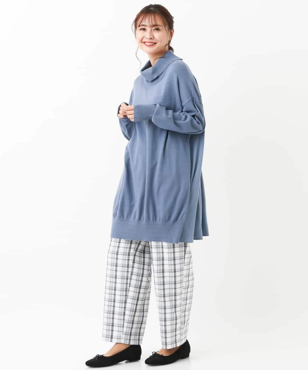 OLLBM22089 eur3(エウルキューブ) 【大きいサイズ/洗える】チェック柄ワイドパンツ アイボリー