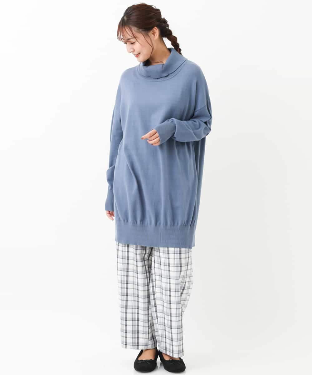 OLLBM22089 eur3(エウルキューブ) 【大きいサイズ/洗える】チェック柄ワイドパンツ アイボリー