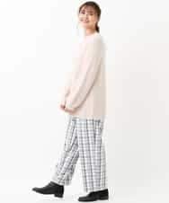 OLLBM22089 eur3(エウルキューブ) 【大きいサイズ/洗える】チェック柄ワイドパンツ アイボリー