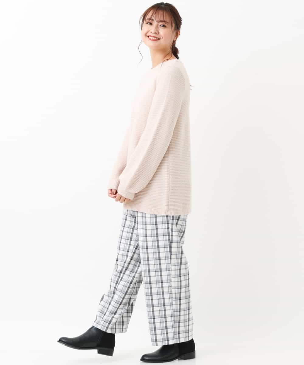 OLLBM22089 eur3(エウルキューブ) 【大きいサイズ/洗える】チェック柄ワイドパンツ アイボリー
