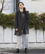 OLLBM22089 eur3(エウルキューブ) 【大きいサイズ/洗える】チェック柄ワイドパンツ アイボリー