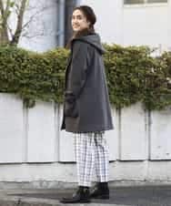 OLLBM22089 eur3(エウルキューブ) 【大きいサイズ/洗える】チェック柄ワイドパンツ アイボリー