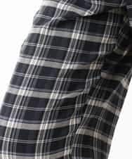 OLLBM22089 eur3(エウルキューブ) 【大きいサイズ/洗える】チェック柄ワイドパンツ ブラック