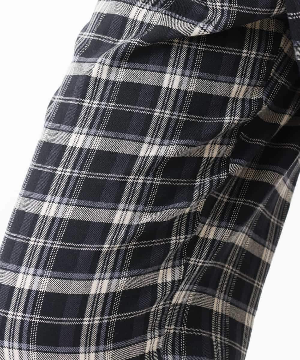 OLLBM22089 eur3(エウルキューブ) 【大きいサイズ/洗える】チェック柄ワイドパンツ ブラック