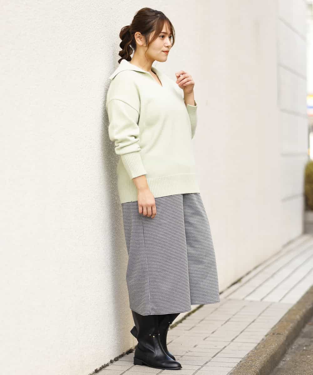 OLLBP25080 eur3(エウルキューブ) 【大きいサイズ】ハーフ丈ワイドパンツ ホワイト(90)