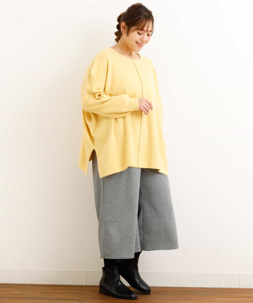 OLLBP25080 eur3(エウルキューブ) 【大きいサイズ】ハーフ丈ワイドパンツ ホワイト(90)