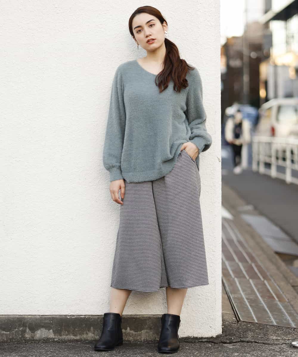 OLLBP25080 eur3(エウルキューブ) 【大きいサイズ】ハーフ丈ワイドパンツ ホワイト(90)