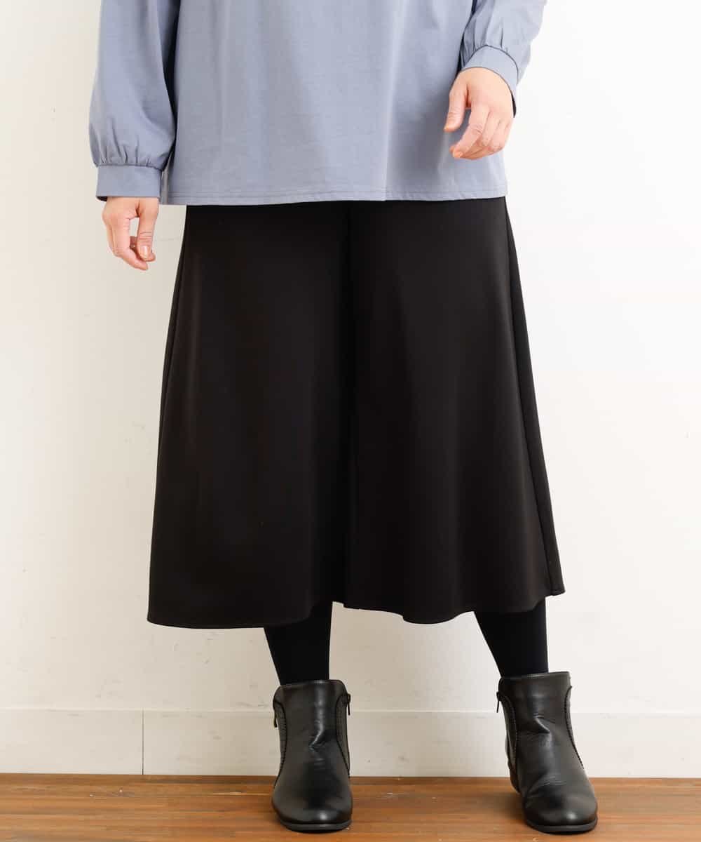 OLLBP25080 eur3(エウルキューブ) 【大きいサイズ】ハーフ丈ワイドパンツ ブラック(94)