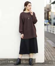 OLLBP25080 eur3(エウルキューブ) 【大きいサイズ】ハーフ丈ワイドパンツ ブラック(94)