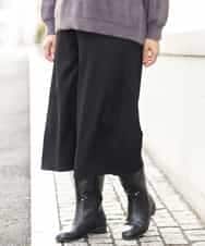 OLLBP25080 eur3(エウルキューブ) 【大きいサイズ】ハーフ丈ワイドパンツ ブラック(94)