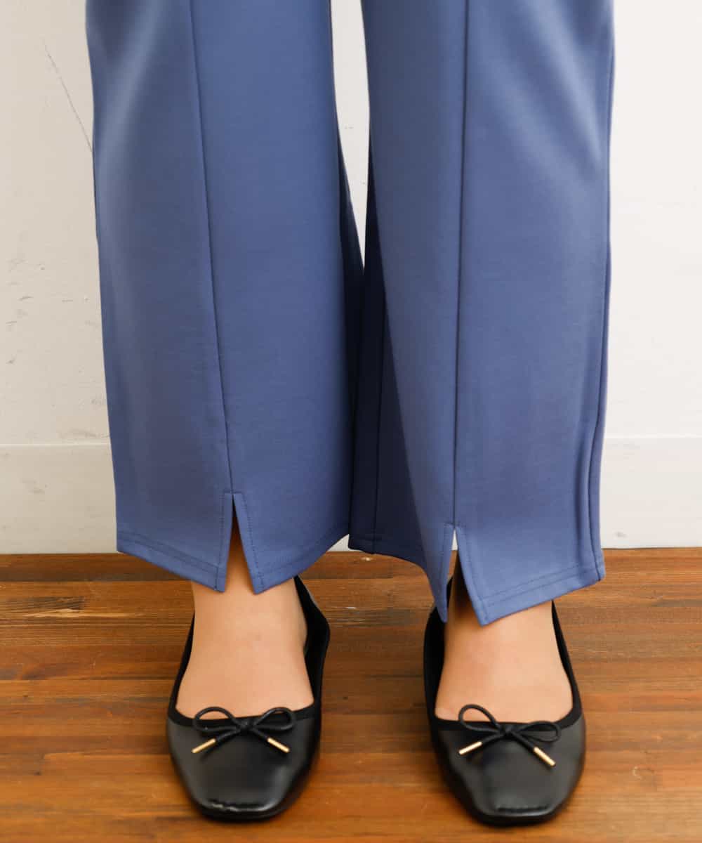OLLBP29080 eur3(エウルキューブ) 【大きいサイズ】スリットカットソーフレアパンツ ブルー(55)