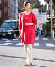 OLLBP29080 eur3(エウルキューブ) 【大きいサイズ】スリットカットソーフレアパンツ ライトグレー(91)