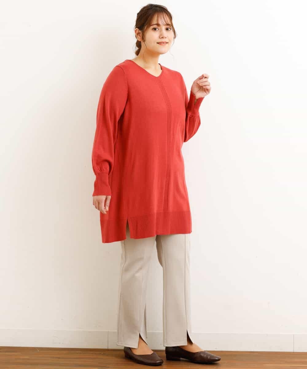 OLLBP29080 eur3(エウルキューブ) 【大きいサイズ】スリットカットソーフレアパンツ ライトグレー(91)