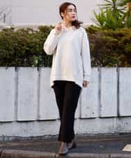 OLLBP29080 eur3(エウルキューブ) 【大きいサイズ】スリットカットソーフレアパンツ ブラック(94)