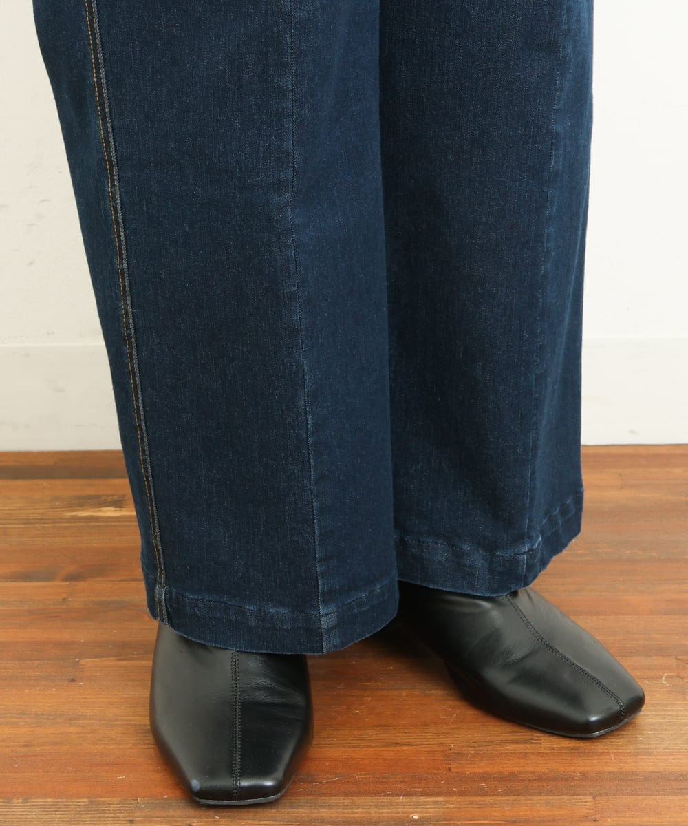 OLLBS27090 eur3(エウルキューブ) 【大きいサイズ】センター切替ワイドデニム ネイビー(57)