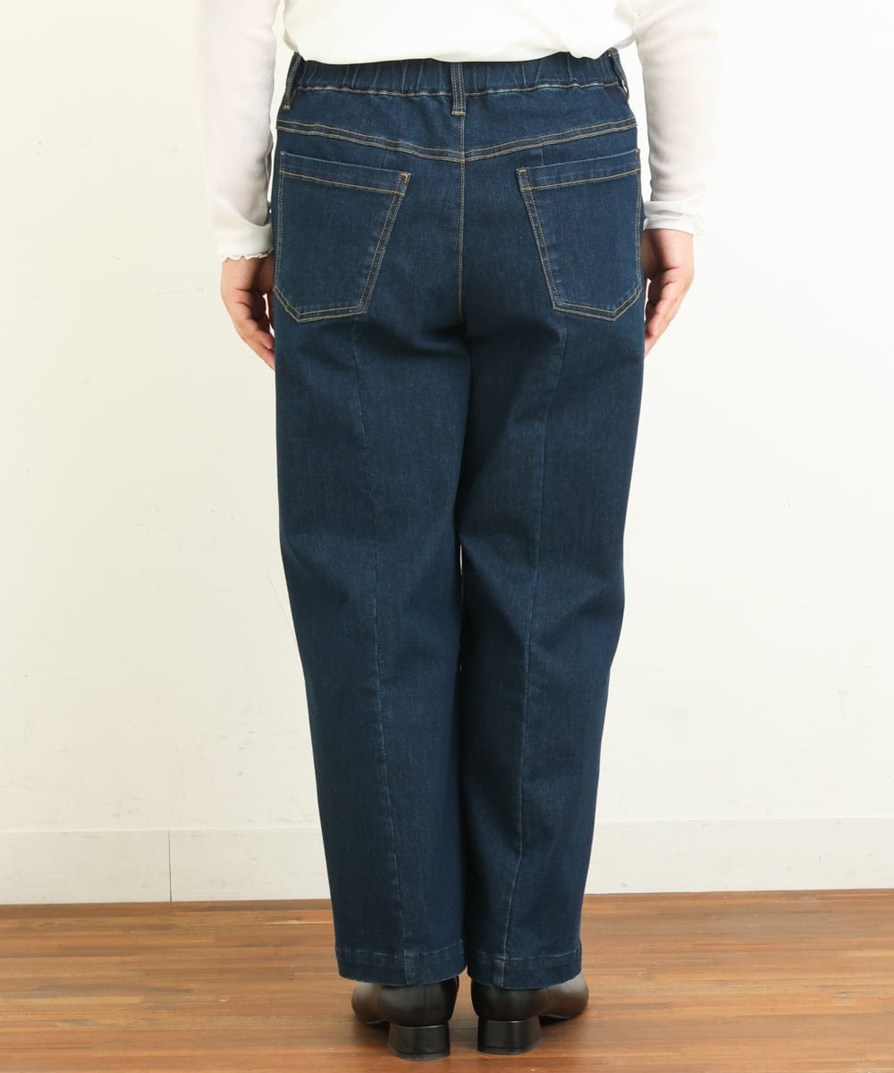 OLLBS27090 eur3(エウルキューブ) 【大きいサイズ】センター切替ワイドデニム ネイビー(57)