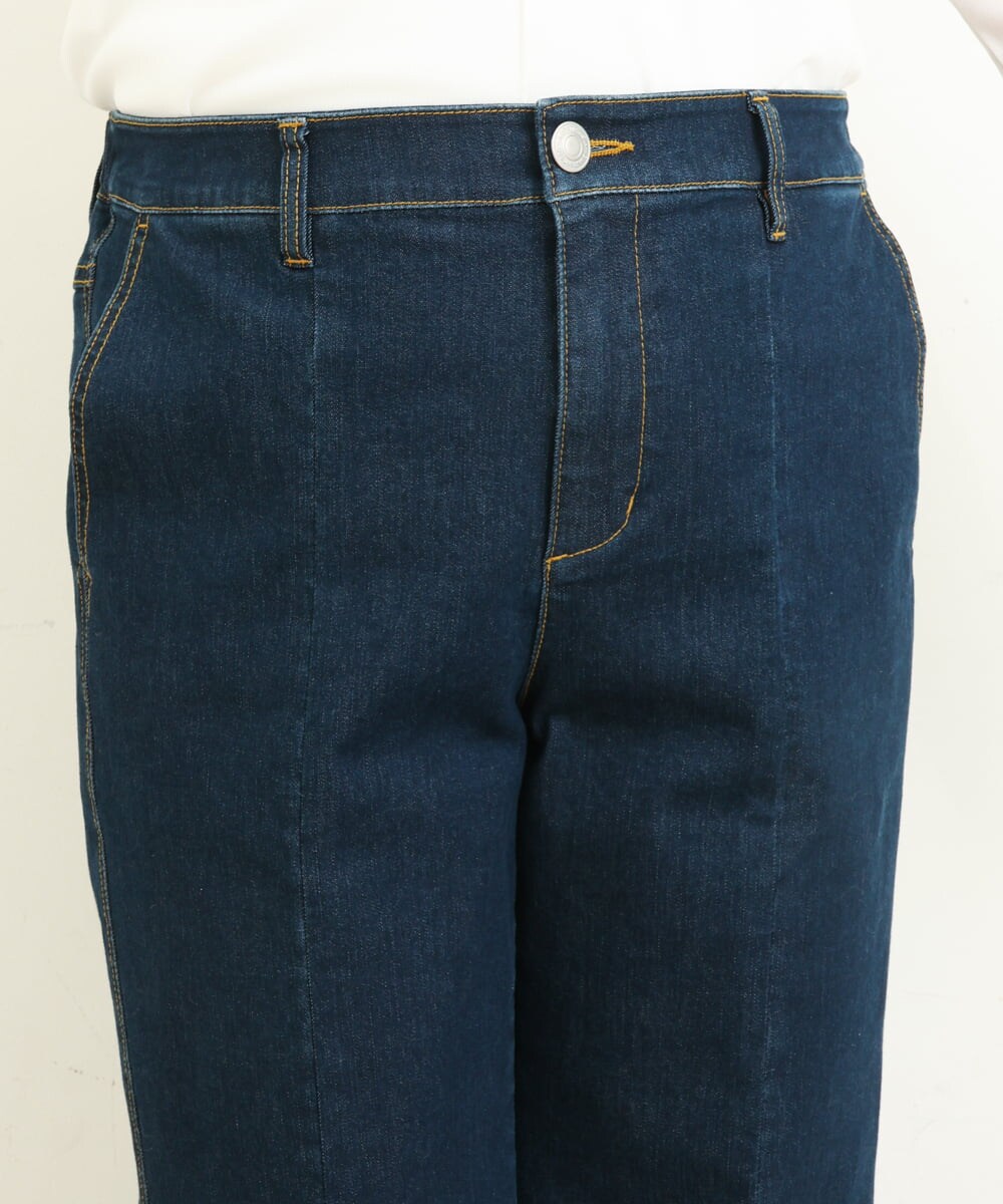 OLLBS27090 eur3(エウルキューブ) 【大きいサイズ】センター切替ワイドデニム ネイビー(57)