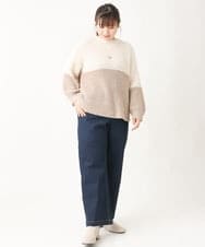 OLLBV32099 eur3(エウルキューブ) 【大きいサイズ】ワイドストレートデニムパンツ ネイビー(57)