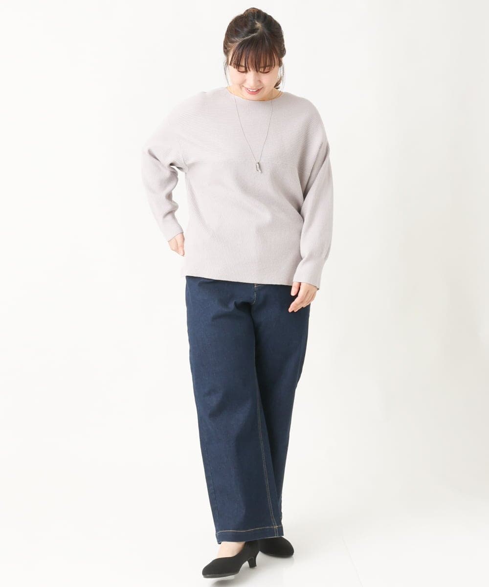 OLLBV32099 eur3(エウルキューブ) 【大きいサイズ】ワイドストレートデニムパンツ ネイビー(57)