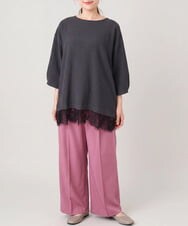 OLLCA08129 eur3(エウルキューブ) 【大きいサイズ】ストレッチワイドパンツ ピンク(03)