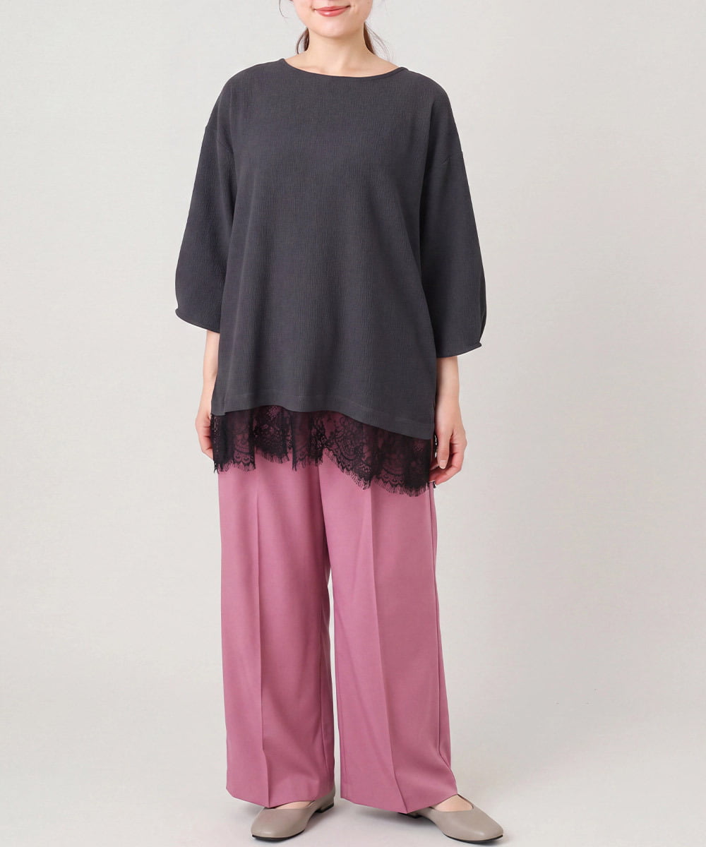 OLLCA08129 eur3(エウルキューブ) 【大きいサイズ】ストレッチワイドパンツ ピンク(03)