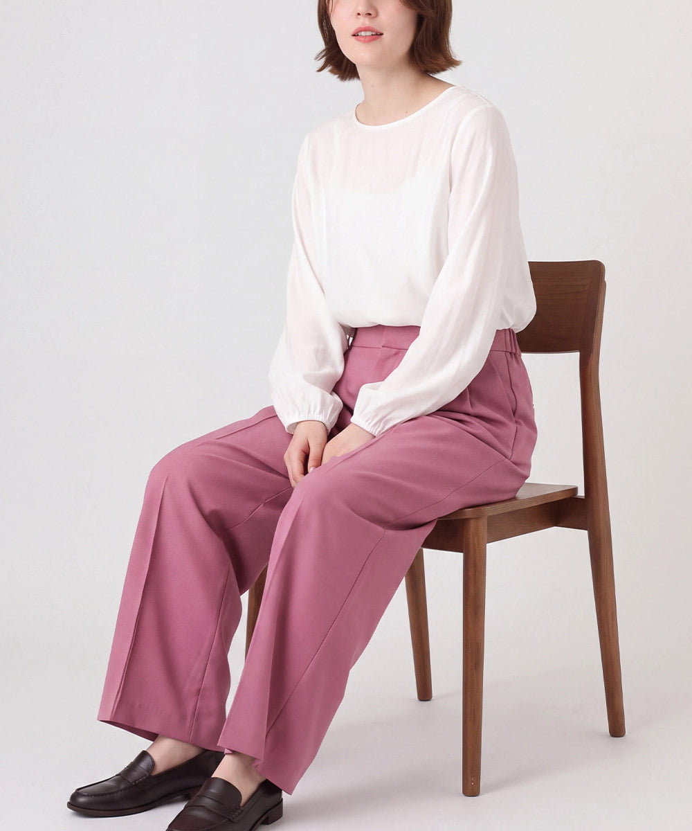 OLLCA08129 eur3(エウルキューブ) 【大きいサイズ】ストレッチワイドパンツ ピンク(03)