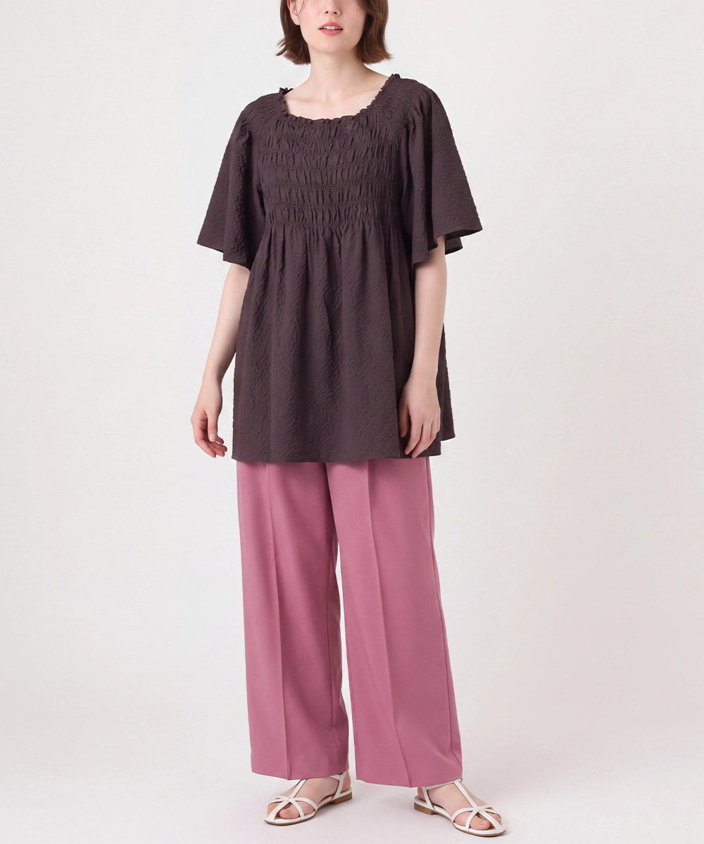 OLLCA08129 eur3(エウルキューブ) 【大きいサイズ】ストレッチワイドパンツ ピンク(03)
