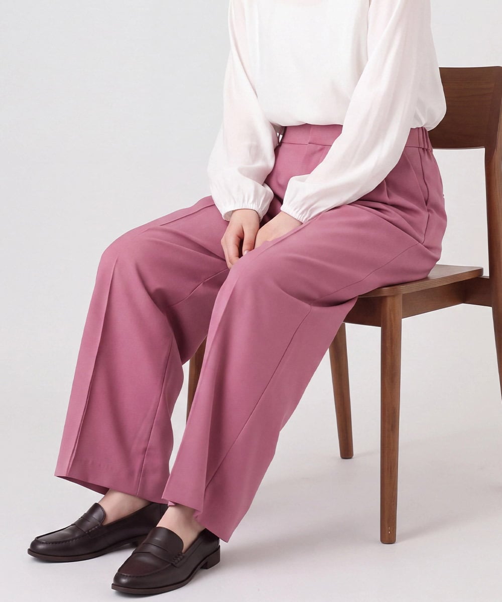 OLLCA08129 eur3(エウルキューブ) 【大きいサイズ】ストレッチワイドパンツ ピンク(03)
